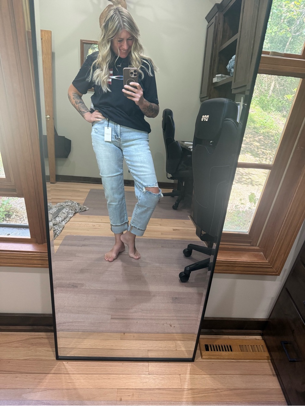 Judy Blue Light Blue Distressed Boyfriend Jeans